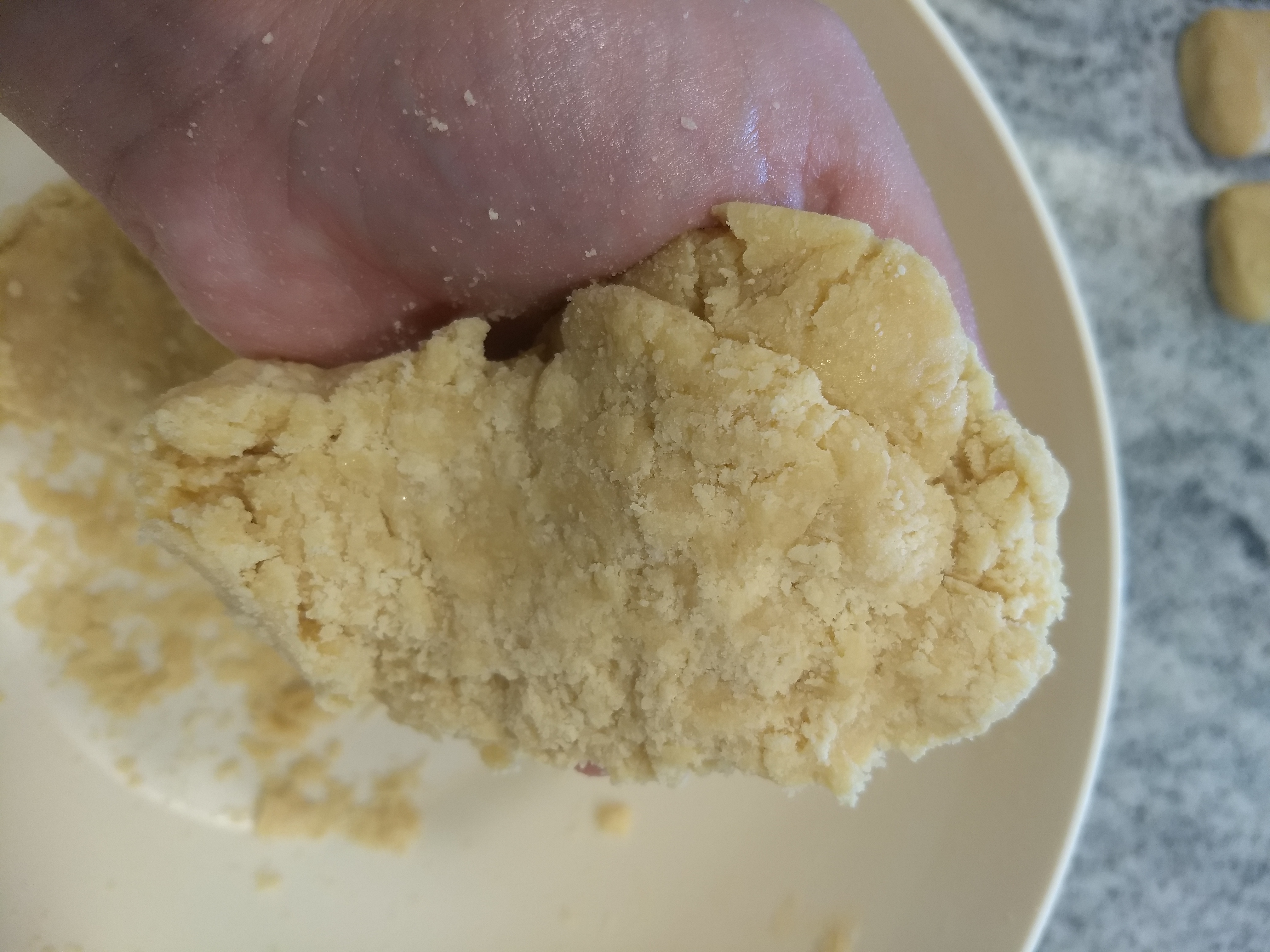 Dough has wet and dry spots